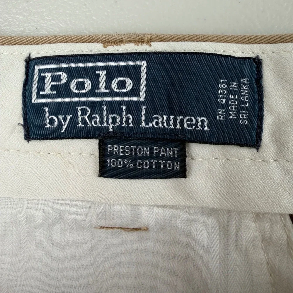 Polo Ralph Lauren Preston Pant Men 40x29 Khaki Tan Chino Twill Cotton Trousers
